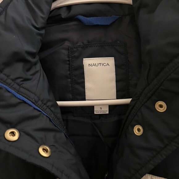 Nautica Women's Navy and White Striped Vest With Embellished anchor snaps Small - Picture 9 of 16